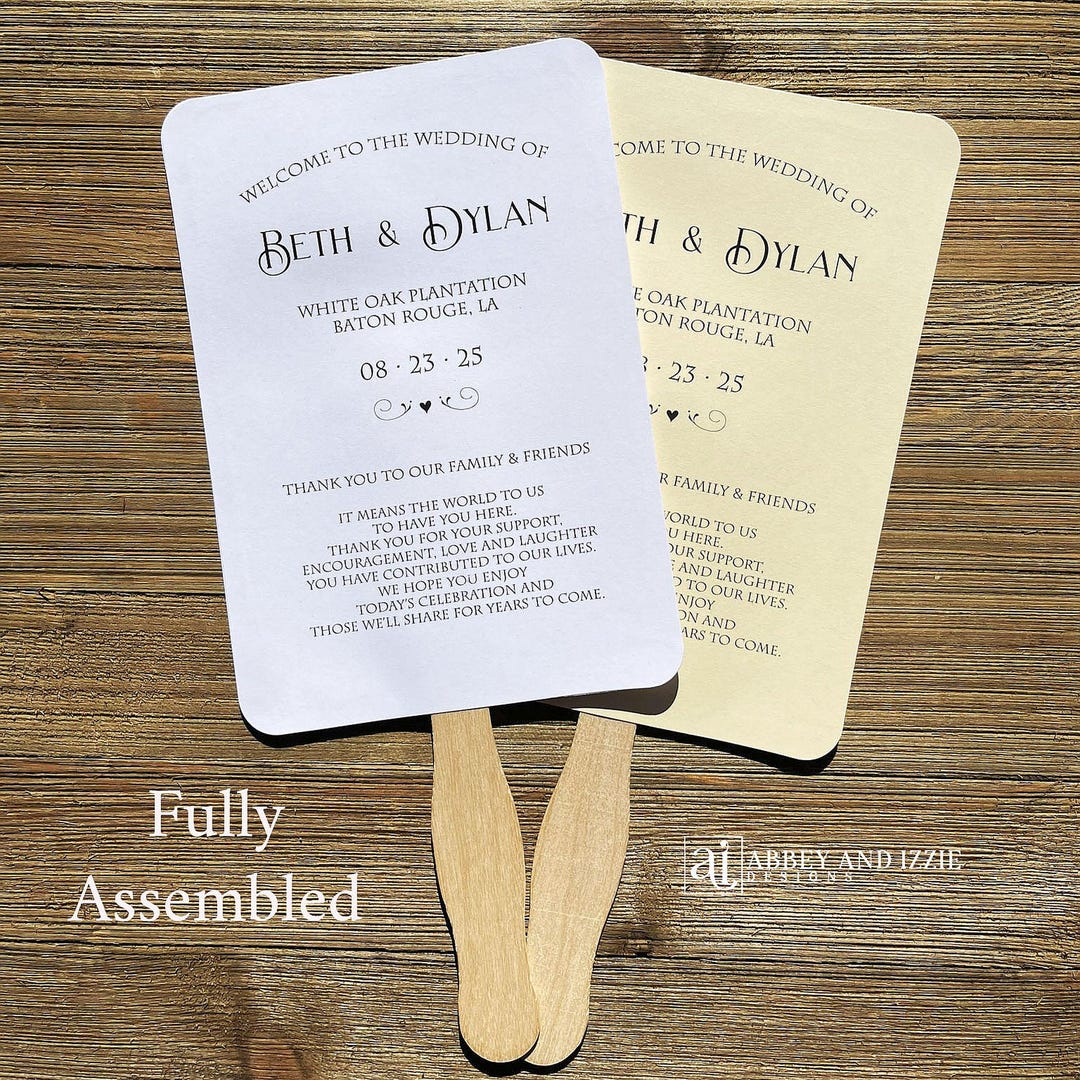 Personalized Wedding Fans: Assembled Card Stock Favors - Etsy