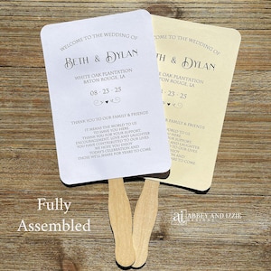 Wedding fans personalized for the bride and groom.  Fans ship printed and assembled ready for your special day.