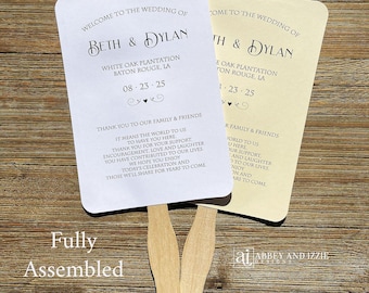 Personalized Wedding Fans: Assembled Card Stock Favors