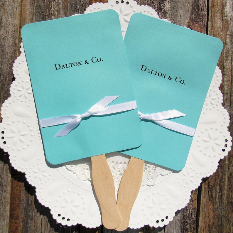 Aqua Wedding Fans: Personalized Elegant Favors with Ribbon Bild 6