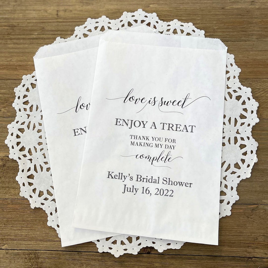 Personalized Bridal Shower Favor Bags: Love is Sweet Candy Bags - Etsy
