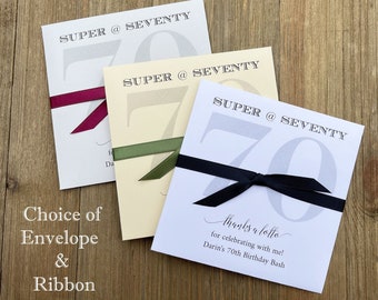 Add some fun to your 70th birthday celebration with these 'Super @ Seventy' party favors, personalized for the honoree.