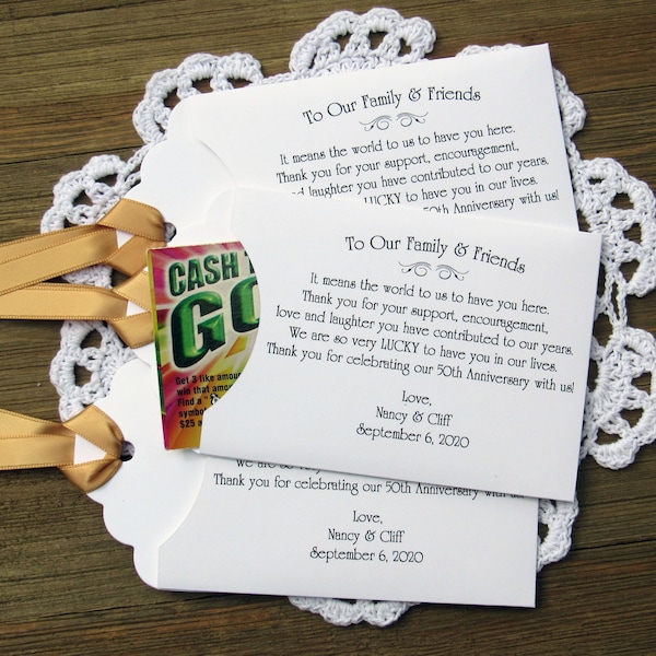 Personalized 50th Anniversary Favor: Lottery Ticket Envelope