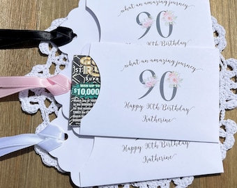 Our elegant 90th birthday party favors will be the talk of the party, slide a lottery ticket in the open end and see who wins.