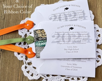 Best Graduation Party Favors to thank your guests for celebrating with you.  Fun graduation party favors, slide a lottery ticket in!