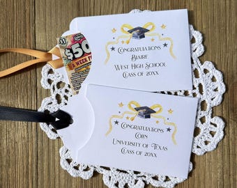 Lottery Ticket Graduation Party Favors Personalizable, Black and Gold Graduation, Scratch off Envelope,