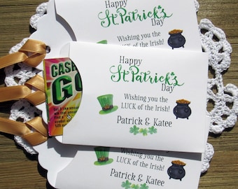 Personalized St. Patrick's Day Lottery Ticket Favors with Gold Ribbon