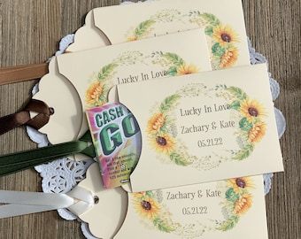 Sunflower Wedding Favors,  Fall Wedding,  Lottery Ticket Holders,  Sunflower Wedding , Rustic Wedding Favor,  Sunflower Wedding Guest Favor