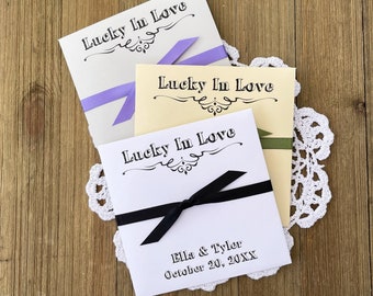 Rustic Wedding Favor Lottery Ticket Envelopes with Ribbon
