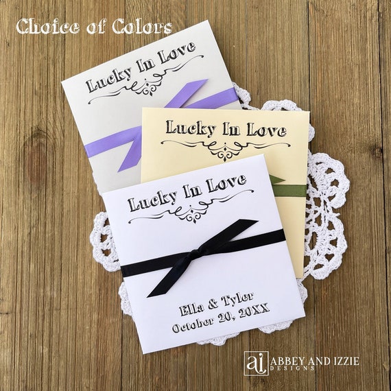 Rustic Wedding Favor Lottery Ticket Envelopes with Ribbon