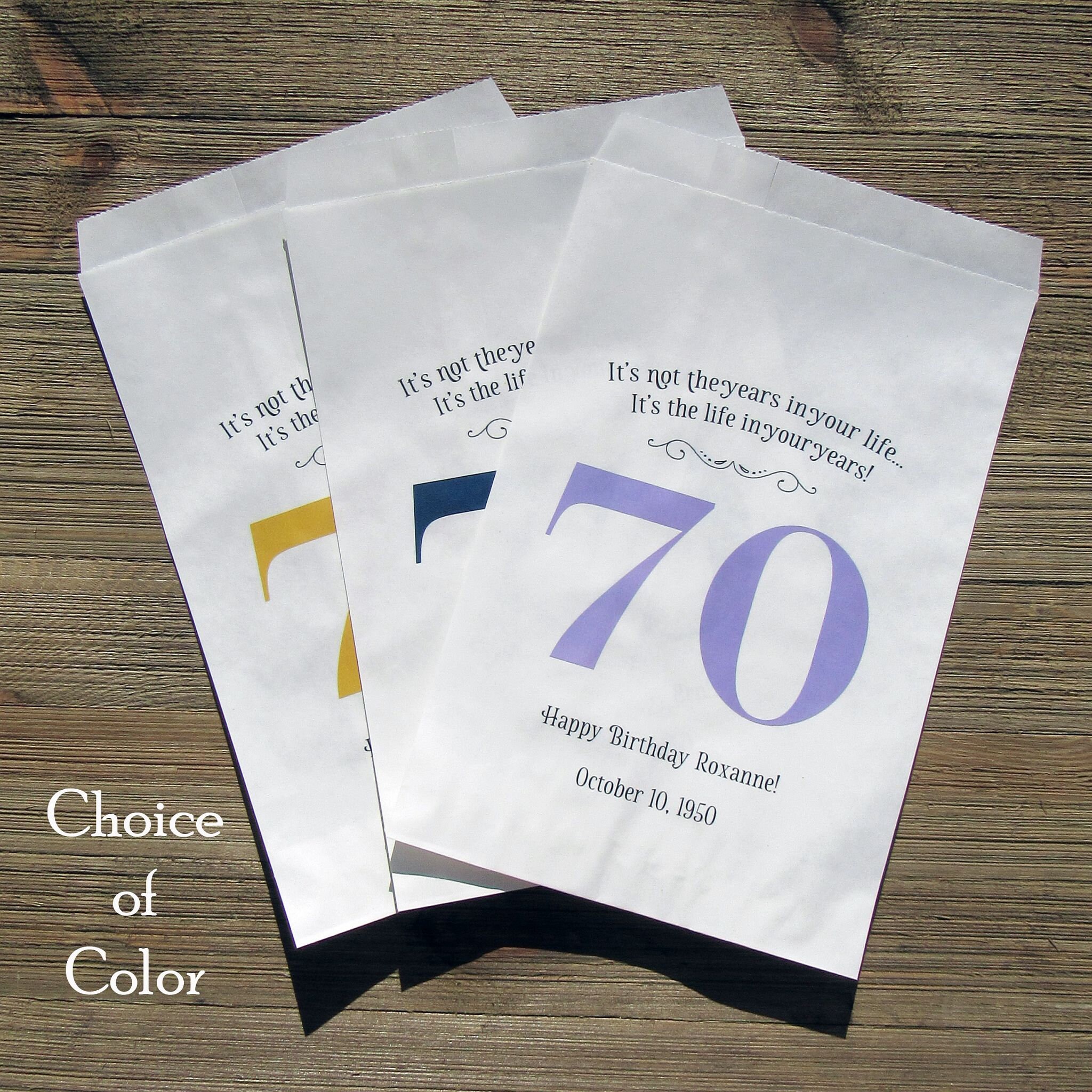 70th Birthday Favor Bags 70th Birthday Favor Bags Adult Etsy