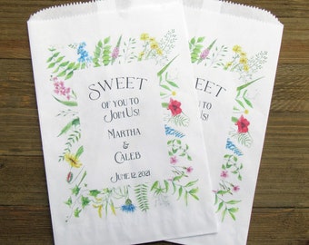 Floral Wedding Favor Bags: Personalized Candy Buffet Cookie Bags