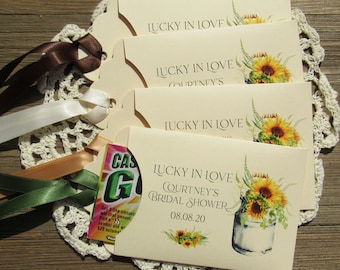 Sunflower Bridal Shower Favors: Personalized Lotto Ticket Holders