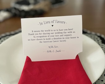 Personalized Wedding Charity Donation Cards: In Lieu of Favors