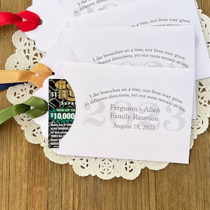 Personalized Family Reunion Favors fun keepsake from the reunion - Unique Family Reunion Party Favors lottery ticket holders