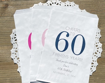 Personalized 60th Birthday Favor Bags: Cheers to 60 Years