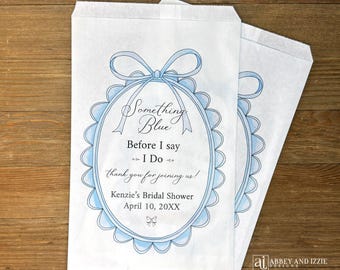 Somthing Blue Before I say I do Bridal Shower Favor Bags Personalized