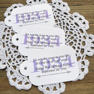 Birthday party favor tags for that special milestone birthday.  Adorned with the birth year and sweet saying, these will add a special touch