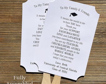 Personalized Graduation Favor Fans: Keepsake Party Decorations