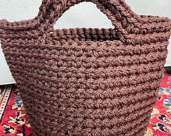 Brown Crochet Handbag, tote bag, handmade purse