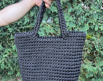 Large Crochet Tote Bag: Solid Color Design - Handmade, shoulder bag