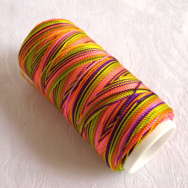 Nylon macrame cord NEON MIX, 100 yd spool, unwaxed, Red Heart SIZZLE, friendship bracelet cord