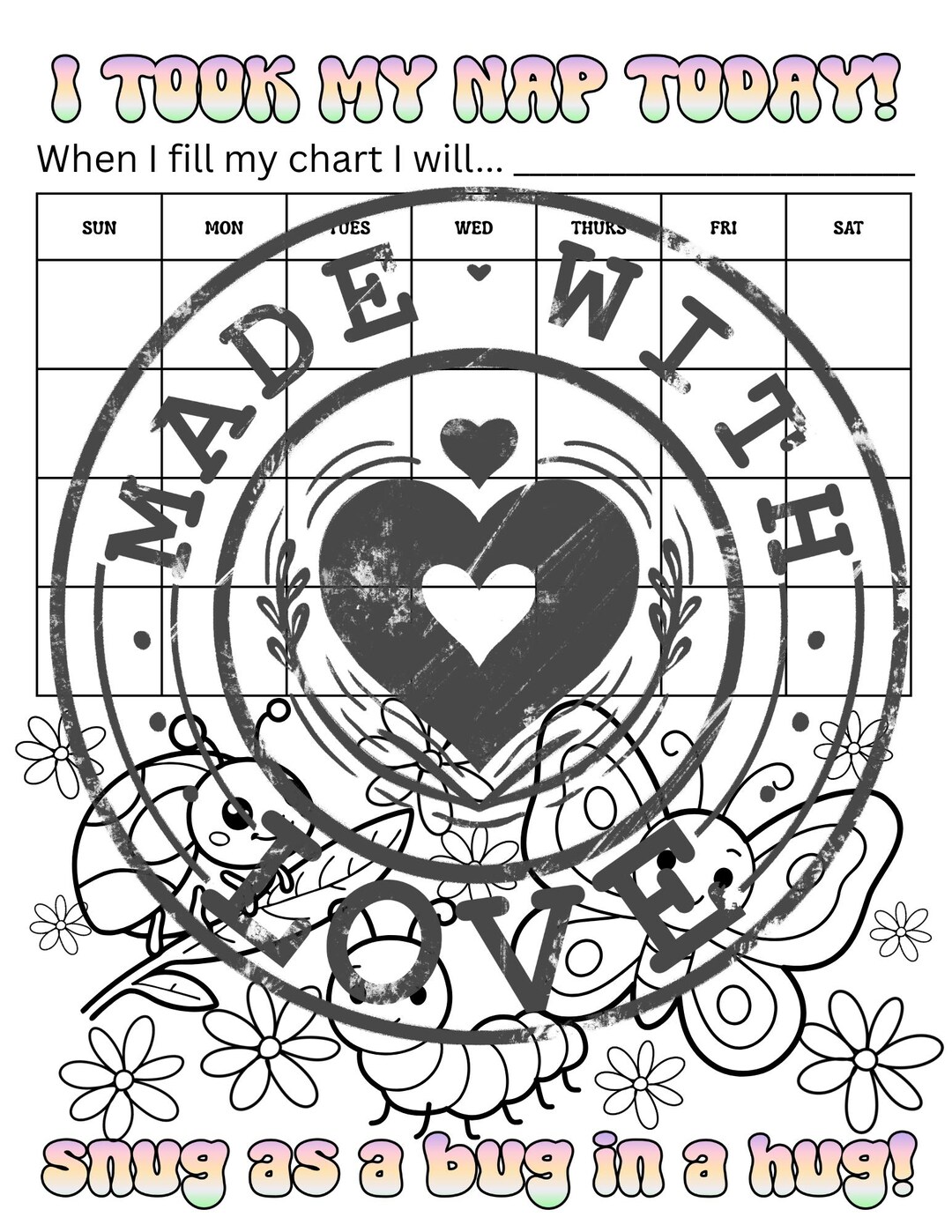 Snug as A Bug! Positive Reinforcement Sticker Chart and Coloring Sheet ...