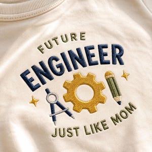 Future Engineer Embroidered Romper, Engineering Baby Gift, STEM Newborn Outfit, Cute Baby Shower Romper For Builder Families