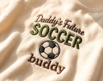 Daddy's Future Soccer Buddy Embroidered Romper, Soccer Dad Baby Gift, Football Baby Outfit, Newborn Sports Romper