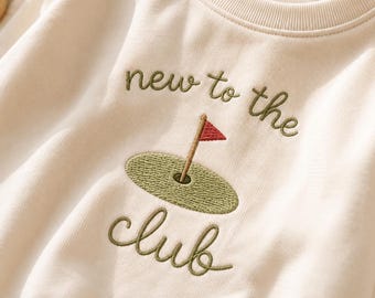 New To The Club Embroidered Baby Romper, Golf Baby Outfit, Future Golfer Infant Bodysuit, Baby Shower Gift for Boys Girls