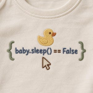 Baby Sleep False Broderad Romper, Programmerare Baby Outfit, Kodare Baby Present, Tech Babyshower Present, Nyfödd Nörd Outfit