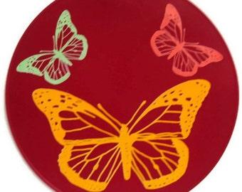 Red Silicone Butterfly Slip Resistant Kitchen Hot Pad, Table Trivet, Table Placemat, Tablemat