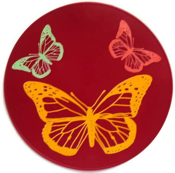 Red Silicone Butterfly Slip Resistant Kitchen Hot Pad, Table Trivet, Table Placemat, Tablemat