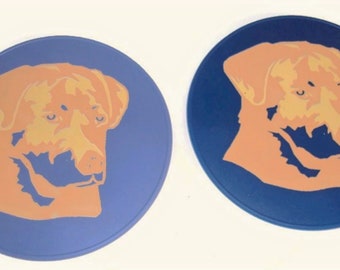 Blue & Lavender Silicone Golden Retriever Table Coasters, Table Trivets, Spoon Rest, Candle Base, Nonslip Countertop Hot Pad, Office Coaster