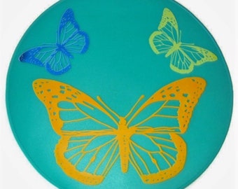 Turquoise Silicone Butterfly Trivet, Nonslip Hot Pad, Made in America