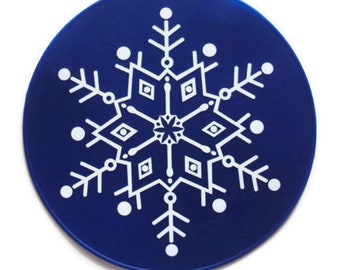 Blue Nonslip Silicone Snowflake Table Trivet, Tablemat, Kitchen Hot Pad, Countertop Hot Pad, Table Placemat