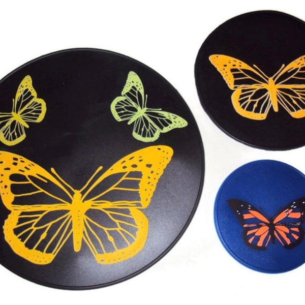 Black Butterfly Silicone Table Trivet, Table Placemat, Table Coasters, Spoon Rest, Blue Candle Base, Blue Office Coaster, Countertop Hot Pad