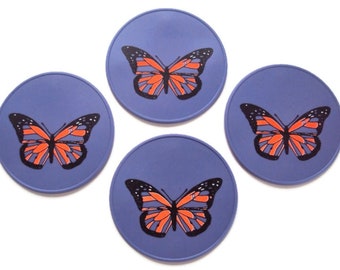 Lavender Silicone Monarch Butterfly Table Coasters, Drink Coasters, Candle Base, Spoon Rest, Kitchen Countertop Coasters