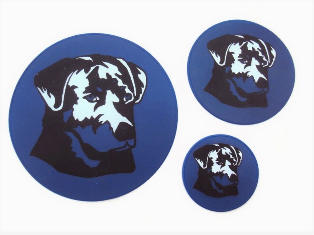 Set of Three Black Labrador Blue Nonslip Silicone Trivets, Table