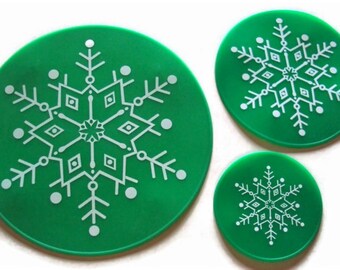 Green Silicone Snowflake Trivet, Hot Pad, Coaster