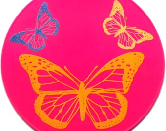 Pink Silicone Butterfly Trivet, Hot Pad, Non-Slip Table Placemat