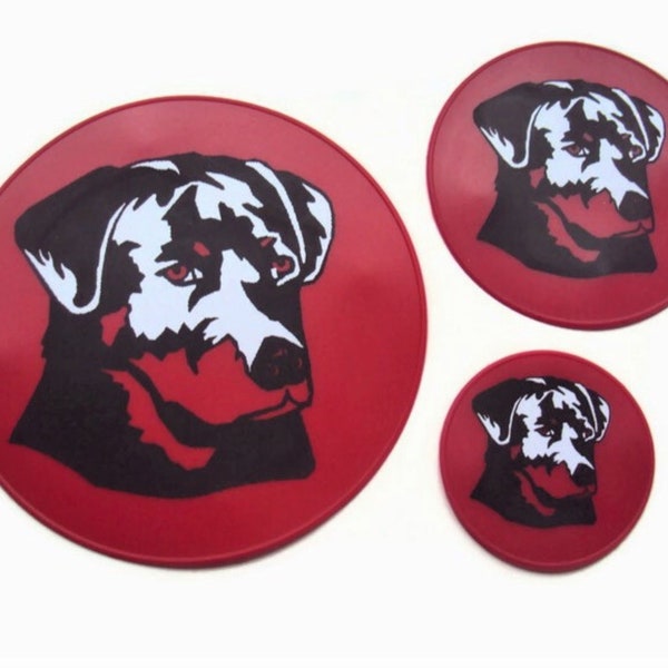 Red Black Labrador Nonslip Silicone Set Table Trivets, Table Placemats, Kitchen Countertop Hot Pad, Spoon Rest, Candle Base, Table Coasters