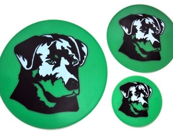Green Black Labrador Silicone Table Placemat, Table Trivet, Office Coasters. Bottle Opener