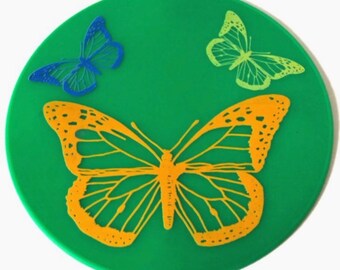 Green Silicone Butterfly Trivet, Heat Resistant Hot Pad, Table Placemat