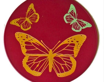 Red Butterfly Silicone Trivet, Kitchen Hot Pad, Made in America