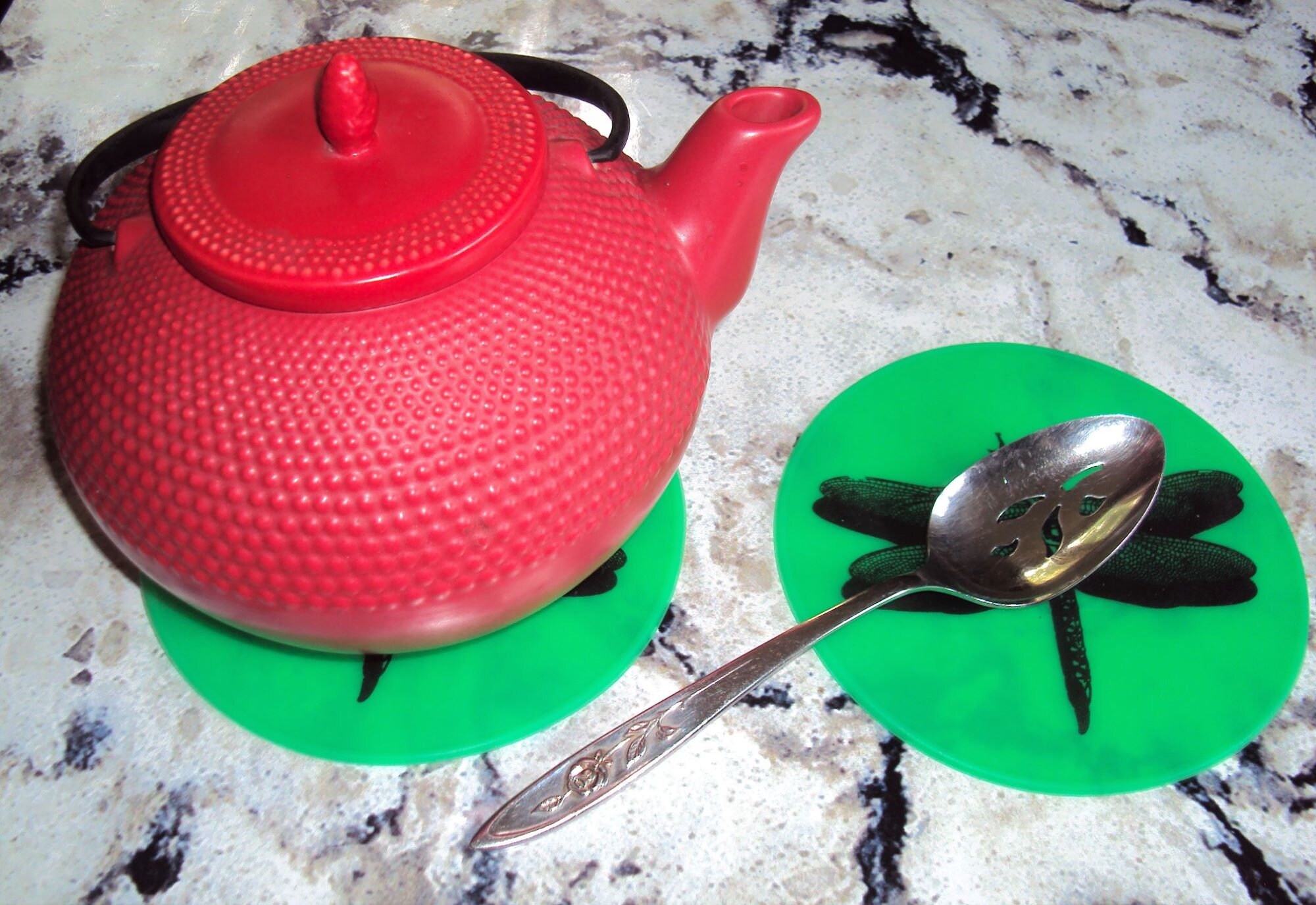 Green Six Inch Silicone Table Coaster Table Trivet Countertop Coaster