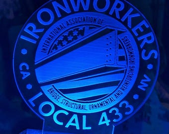 Ironworkers Local 433 Logo LED Sign | Custom Engraved Acrylic