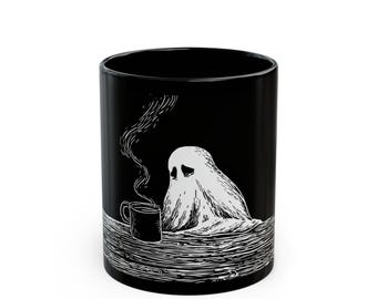 Cozy Ghost Mug: Sad Spooky Coffee Cup, Halloween Theme
