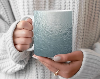 Frosted Glass Mug: Icy Abstract Pattern, Modern Drinkware