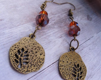 Bronze Leaf Earrings, Leaf Earrings, Bronze Dangle Earrings, Leaf Drop Earrings, Boho Earrings, Bohemian Earrings, Nature Earrings